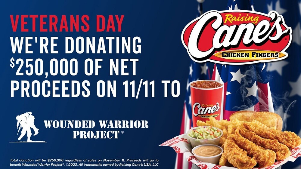 Raising Cane’s to Honor Veterans Day by Donating 250K of Net Proceeds